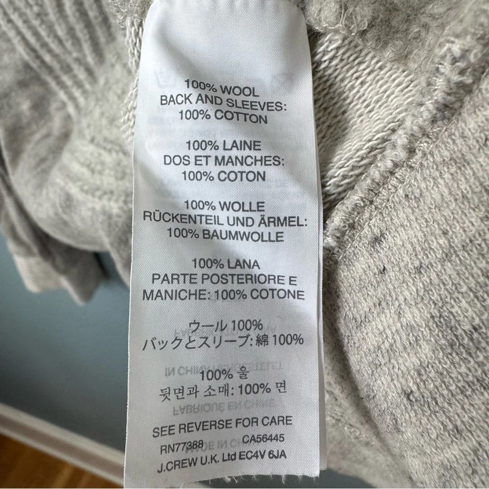 J.Crew Ribbed Wool Front Mixed Media Sweatshirt Pullover Gray Small
